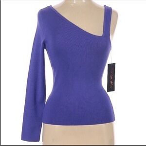 NWT La Rambla one shoulder long sleeve purple sweater top. Size Medium.